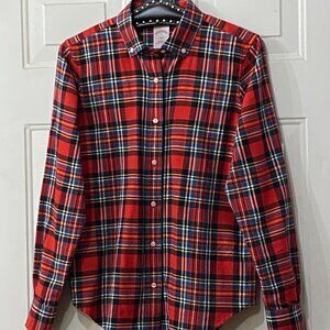 Brooks Brothers Womens Sz 2 Flannel Shirt Button Up Long Sleeve Plaid Red/Multi
